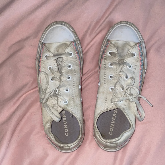 Converse Cream Low-Top Sneakers with White Accents - Picture 1 of 4